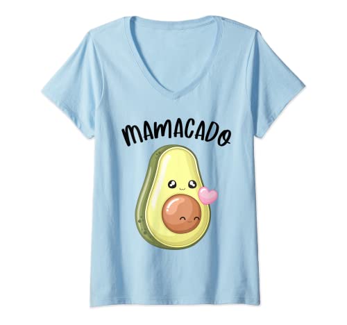 Damen Mamacado Spruch Geschenk Werdene Mutter Avocado NIedliche Gr T-Shirt mit V-Ausschnitt von Witzige und Lustige Sprüche