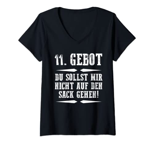 Damen Elftes Gebot Lustige Sprüche T-Shirt mit V-Ausschnitt Damen Elftes Gebot Lustige Sprüche T-Shirt mit V-Ausschnitt von Witzige und lustige Sprüche Geschenk