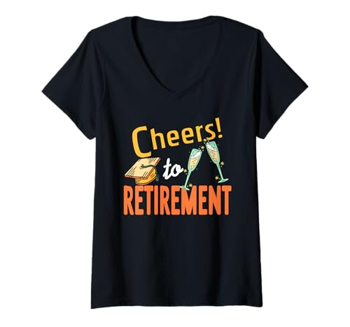 Damen Prost Auf Den Ruhestand Sekt Und Freude T-Shirt mit V-Ausschnitt von Witziger Abschied Champagner Design