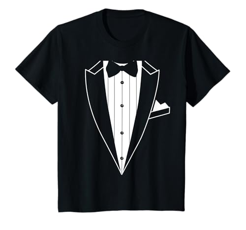 Kinder Dinner Jacket Anzug Jacke T-Shirt mit Fliege Mädchen Jungen T-Shirt Kinder Dinner Jacket Anzug Jacke T-Shirt mit Fliege Mädchen Jungen T-Shirt von Witziger Anzug mit Hemd und Fliege TShirt