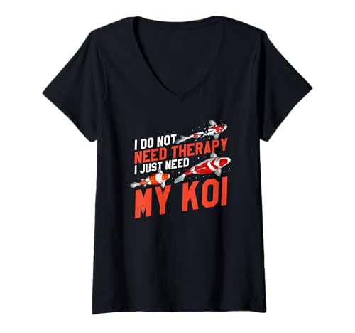 Damen Ich brauche keine Therapie, nur meine Kois T-Shirt mit V-Ausschnitt Damen Ich brauche keine Therapie, nur meine Kois T-Shirt mit V-Ausschnitt von Witziger Fischliebhaber Teich Stressabbau Fan