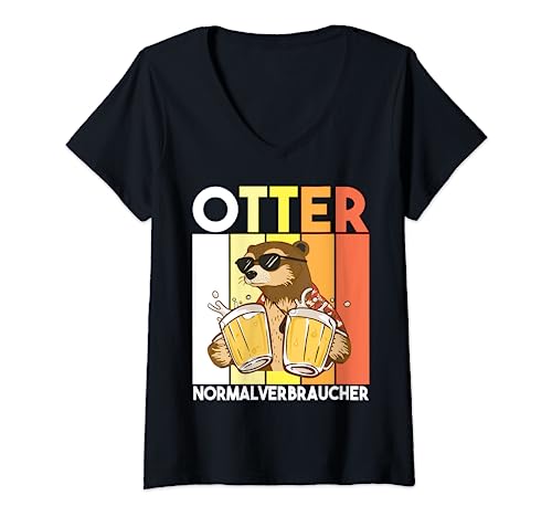 Damen Lustiger Otter Spruch - Witziges Bier Motiv Retro Fun T-Shirt mit V-Ausschnitt Damen Lustiger Otter Spruch - Witziges Bier Motiv Retro Fun T-Shirt mit V-Ausschnitt von Witziger Otter Bier Motive