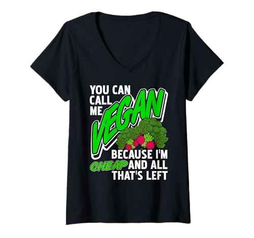 Damen Nenn Mich Vegan Denn Ich Bin Noch Übrig T-Shirt mit V-Ausschnitt Damen Nenn Mich Vegan Denn Ich Bin Noch Übrig T-Shirt mit V-Ausschnitt von Witziger Pflanzenspruch Für Alle