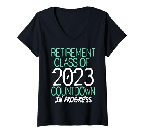 Damen Ruhestand Klasse von 2023 Countdown Läuft T-Shirt mit V-Ausschnitt von Witziger Rentner Humor Abschluss Spruch