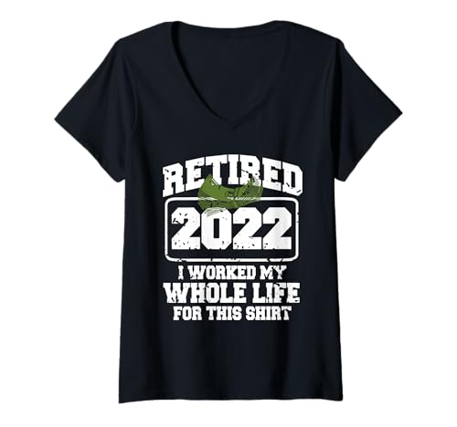 Damen Rente 2022 Ich Hab Mein Leben Dafür Gearbeitet T-Shirt mit V-Ausschnitt Damen Rente 2022 Ich Hab Mein Leben Dafür Gearbeitet T-Shirt mit V-Ausschnitt von Witziger Ruhestand für 2022 Rentner