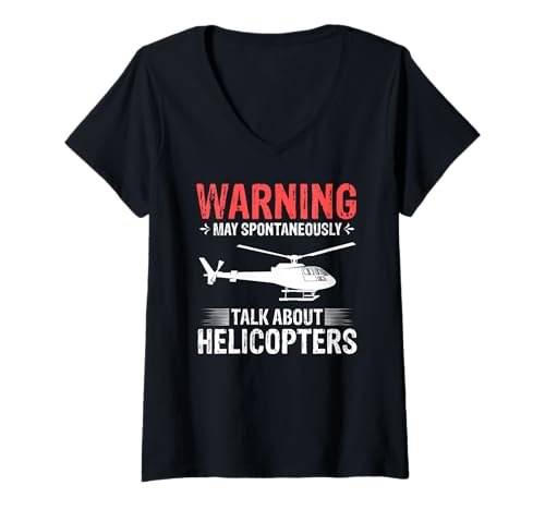 Damen Vorsicht! Plötzliche Gespräche Über Helis T-Shirt mit V-Ausschnitt Damen Vorsicht! Plötzliche Gespräche Über Helis T-Shirt mit V-Ausschnitt von Witziger Spruch Für Heli-Fans Und Piloten