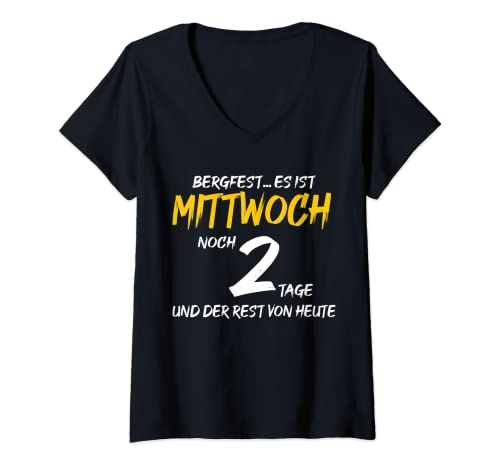 Damen Bergfest... noch 2 Tage und der Rest von Heute, Spruch T-Shirt mit V-Ausschnitt Damen Bergfest... noch 2 Tage und der Rest von Heute, Spruch T-Shirt mit V-Ausschnitt von Witziger Spruch über Wochentage und die Arbeit