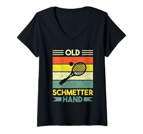 Damen Retro Old Schmetterhand Lustiger Tennis Spruch T-Shirt mit V-Ausschnitt Damen Retro Old Schmetterhand Lustiger Tennis Spruch T-Shirt mit V-Ausschnitt von Witziger Tennis Spruch Old Schmetterhand by Peekay