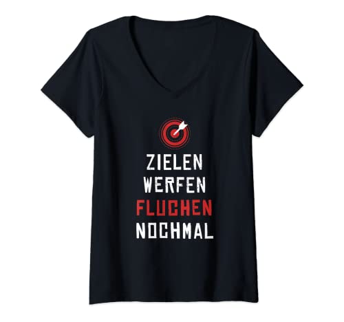 Damen Lustiges Dart Darts Dartsport Dartscheibe Design Outfit T-Shirt mit V-Ausschnitt Damen Lustiges Dart Darts Dartsport Dartscheibe Design Outfit T-Shirt mit V-Ausschnitt von Witziges Darten Trikot Kostüm Dartboard Zubehör