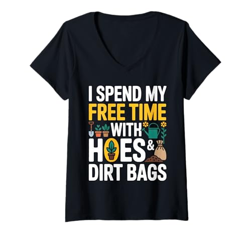 Damen Ich verbringe Meine Freizeit mit Hacken und Dreckbeuteln LUS T-Shirt mit V-Ausschnitt Damen Ich verbringe Meine Freizeit mit Hacken und Dreckbeuteln LUS T-Shirt mit V-Ausschnitt von Witziges Design für Gartenliebhaber