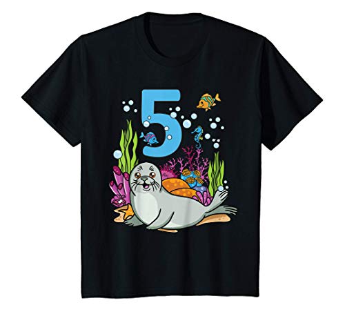 Kinder 5 Jahre alt Geburtstag Kind Junge oder Mädchen süße Robbe T-Shirt von Witziges Geburtstagsshirts für Kinder