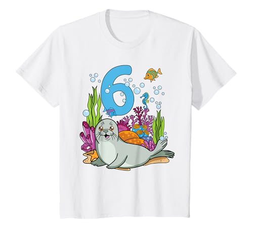 6 Jahre alt Geburtstag Kind Junge oder Mädchen süße Robbe T-Shirt 6 Jahre alt Geburtstag Kind Junge oder Mädchen süße Robbe T-Shirt von Geschenk 6 Jahre Geburtstag von Lifua