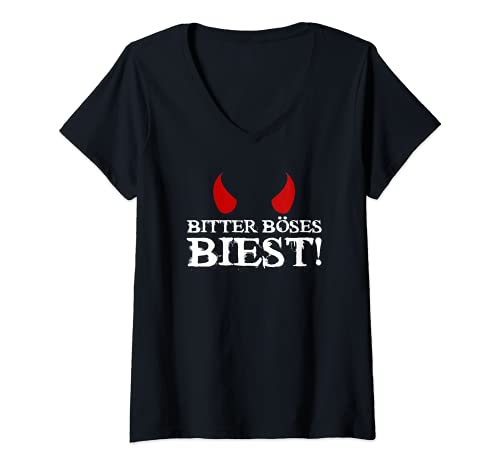 Damen Bitter Böses Biest Lustig Fun Humor Zicke Teufel T-Shirt mit V-Ausschnitt Damen Bitter Böses Biest Lustig Fun Humor Zicke Teufel T-Shirt mit V-Ausschnitt von Witziges Geschenk Freundin Frau Partnerin
