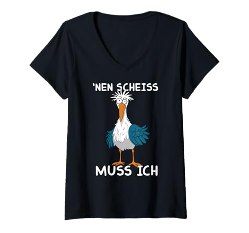 Damen Nen Scheiss Muss Ich Lustige Möwe Seagull Vogel German T-Shirt mit V-Ausschnitt Damen Nen Scheiss Muss Ich Lustige Möwe Seagull Vogel German T-Shirt mit V-Ausschnitt von Witziges Möwe Nen Scheiss Muss Ich Kleiden