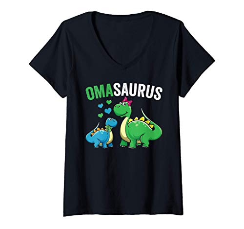 Damen Omasaurus Oma Dinosaurier für Großmama Muttertag T-Shirt mit V-Ausschnitt Damen Omasaurus Oma Dinosaurier für Großmama Muttertag T-Shirt mit V-Ausschnitt von Witziges Saurier Großmutter Geschenk für Frauen