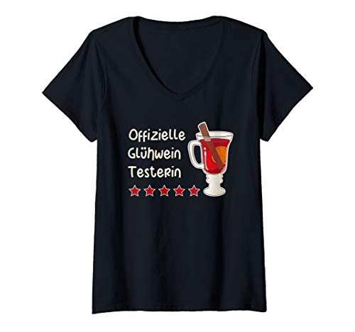 Damen Lustiges Offizielle Glühwein Testerin Weihnachten Trinken T-Shirt mit V-Ausschnitt Damen Lustiges Offizielle Glühwein Testerin Weihnachten Trinken T-Shirt mit V-Ausschnitt von Witziges Weihnachtsmarkt Glühwein Designs
