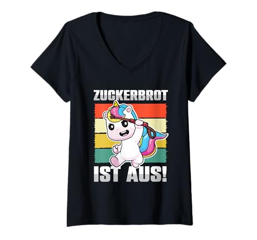 Damen Lustiges Zuckerbrot Ist Aus Shirt Tiere Einhorn Geschenkidee T-Shirt mit V-Ausschnitt Damen Lustiges Zuckerbrot Ist Aus Shirt Tiere Einhorn Geschenkidee T-Shirt mit V-Ausschnitt von Witziges Zuckerbrot Ist Aus Tiere Spruch Geschenk