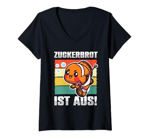 Damen Lustiges Zuckerbrot Ist Aus Shirt Tiere Fisch Geschenkidee T-Shirt mit V-Ausschnitt Damen Lustiges Zuckerbrot Ist Aus Shirt Tiere Fisch Geschenkidee T-Shirt mit V-Ausschnitt von Witziges Zuckerbrot Ist Aus Tiere Spruch Geschenk