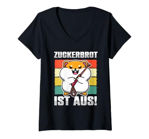 Damen Lustiges Zuckerbrot Ist Aus Shirt Tiere Hamster Geschenkidee T-Shirt mit V-Ausschnitt Damen Lustiges Zuckerbrot Ist Aus Shirt Tiere Hamster Geschenkidee T-Shirt mit V-Ausschnitt von Witziges Zuckerbrot Ist Aus Tiere Spruch Geschenk