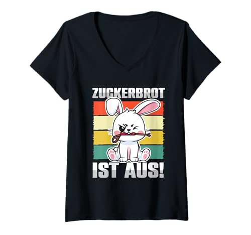 Damen Lustiges Zuckerbrot Ist Aus Shirt Tiere Hase Geschenkidee T-Shirt mit V-Ausschnitt Damen Lustiges Zuckerbrot Ist Aus Shirt Tiere Hase Geschenkidee T-Shirt mit V-Ausschnitt von Witziges Zuckerbrot Ist Aus Tiere Spruch Geschenk