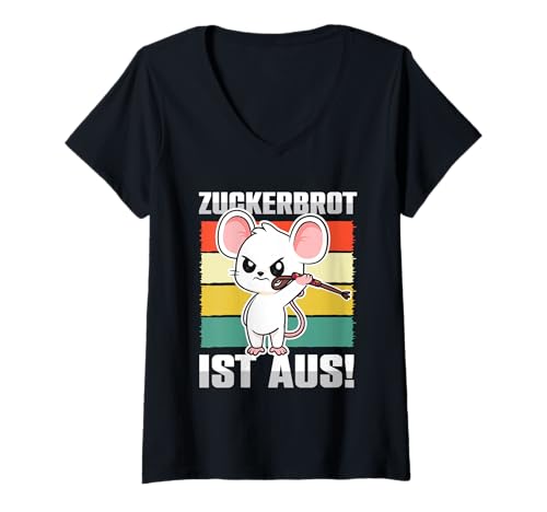 Damen Lustiges Zuckerbrot Ist Aus Shirt Tiere Maus Geschenkidee T-Shirt mit V-Ausschnitt Damen Lustiges Zuckerbrot Ist Aus Shirt Tiere Maus Geschenkidee T-Shirt mit V-Ausschnitt von Witziges Zuckerbrot Ist Aus Tiere Spruch Geschenk
