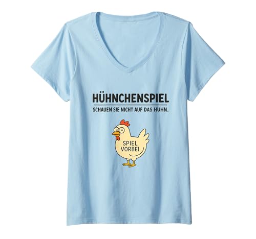 Damen Lustige Nachricht Hühnerspiel Schau Nicht auf das Huhn T-Shirt mit V-Ausschnitt Damen Lustige Nachricht Hühnerspiel Schau Nicht auf das Huhn T-Shirt mit V-Ausschnitt von Witzwerk Kleidung