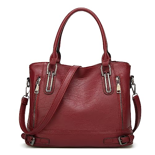 Damen Hobo Bag Damen Geldbörsen Tote Handtaschen Satchel Schultertasche Crossbody Taschen Umhängetasche für Frauen Rot von Wivmypog