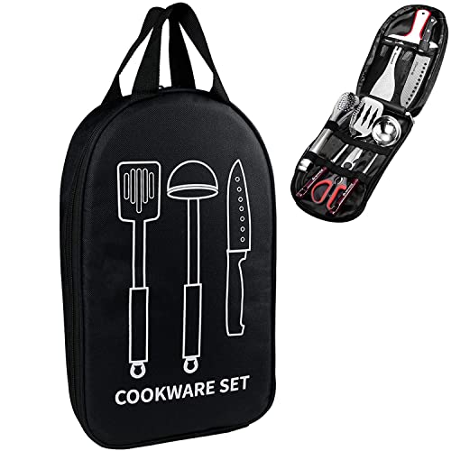 Outdoor-Camping-Utensilien-Organizer, tragbare Besteck-Aufbewahrungstasche, Geschirr, Küche, Kochtasche, Reise, Grill, Aufbewahrungstasche für Camping (schwarz) von Wivmypog