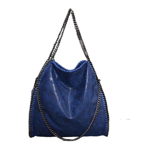 Tragetasche für Damen, große Schultertasche, Handtasche, Kunstleder, Kettentasche, Umhängetasche, Kuriertasche, Tasche für Damen, Blue von Wivmypog