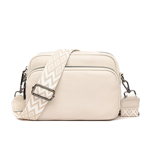 Wivmypog Crossbody Taschen für Frauen, Retro Leder Crossbody Bag Damen Umhängetasche Damen Klein Schultertaschen Handtasche Satchel mit breiten Gitarrengurt von Wivmypog