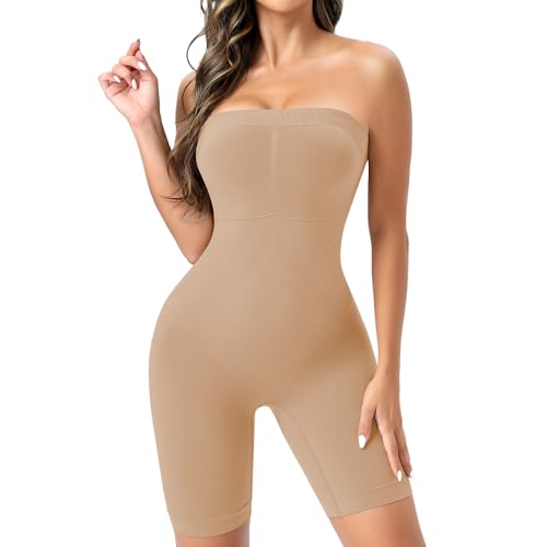 Wivzo Shapewear Damen Body Trägerloses Top Bodysuit Bauchweg Butt Lifter Formender Bodys Shaper Mit Abnehmbarer Schultergurt von Wivzo