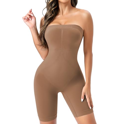 Wivzo Shapewear Damen Body Trägerloses Top Bodysuit Bauchweg Butt Lifter Formender Bodys Shaper Mit Abnehmbarer Schultergurt von Wivzo