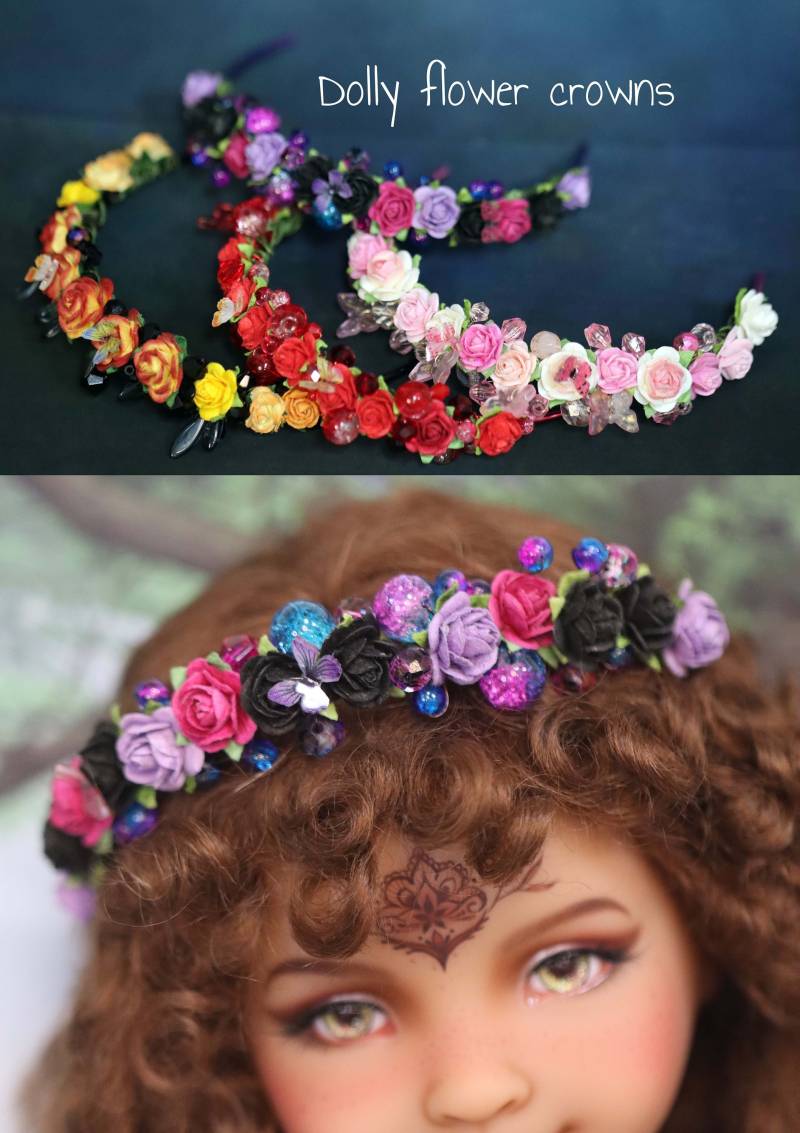 Blumenkrone Für Puppen - Made To Order Größe 1/4 1/3 6/7 8/9 Zoll Köpfe Größen Verstellbar Bitte Kontaktieren Sie Mich Farbvariationen von WixanasDollHouse