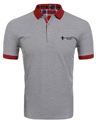 COOFANDY Herren Poloshirt Tshirt Kurzarm Polohemd Regular Fit Basic Freizeit Polo Shirt Einfarbig Polo Shirts Grau S von COOFANDY