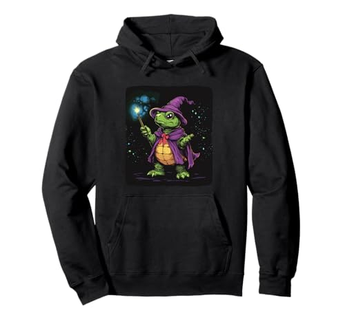 Magische Schildkröte Kostüm mit lustigem Zauberstab für Jungen und Mädchen Pullover Hoodie von Wizard Turtle