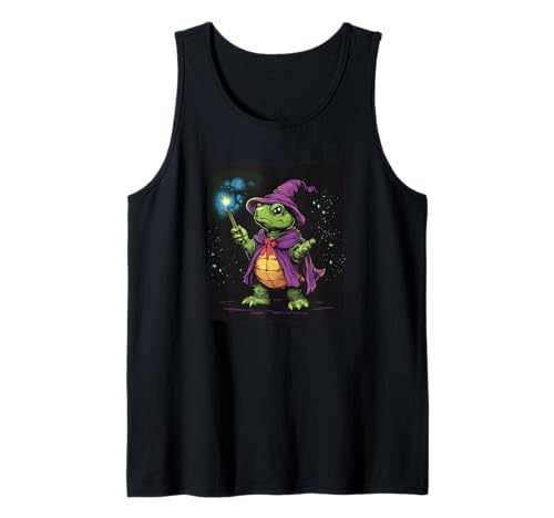 Magische Schildkröte Kostüm mit lustigem Zauberstab für Jungen und Mädchen Tank Top von Wizard Turtle