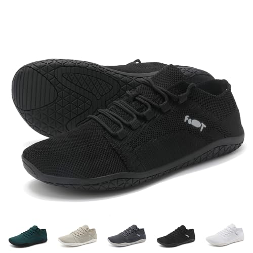 Wizshoe Barfuss Schuhe Damen Herren Barfuß Sneaker Barfußschuhe Turnschuhe Sommer Barfussschuhe Leicht Bequem Barefoot Shoes Sport Fitnessschuhe Laufschuhe Traillaufschuhe Walkingschuhe Schwarz 41 EU von Wizshoe