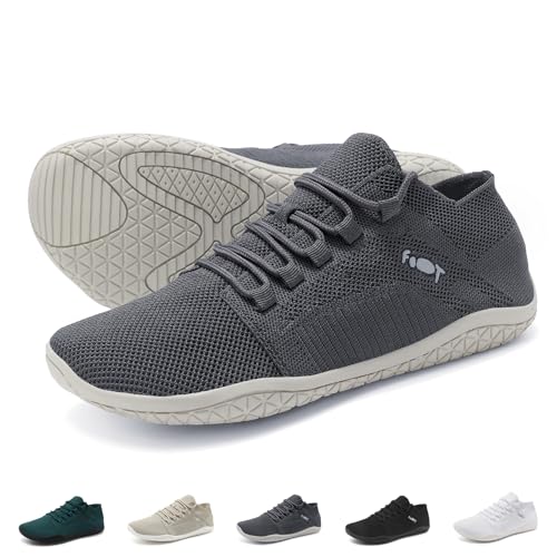 Wizshoe Barfuß Sneaker Barfußschuhe Damen Herren Barfuss Schuhe Fitnessschuhe Turnschuhe Sportschuhe Leichte Stoffschuhe Männer Frauen Wanderschuhe Zero Drop zum Laufen Yoga Fitness Gym Grau 42 EU von Wizshoe