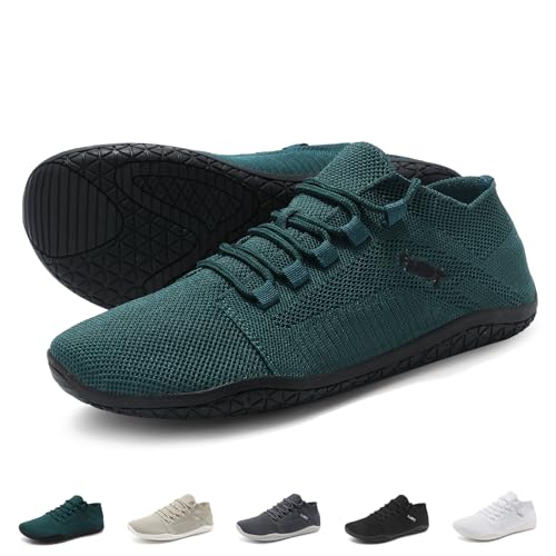 Wizshoe Barfußschuhe Damen Barfuss Schuhe Herren Breite Barfuß Sneaker Bequeme Barefoot Shoes Minimalschuhe Fitnessschuhe Straßenlaufschuhe Traillaufschuhe Sommer Laufschuhe Walkingschuhe Grün 41 EU von Wizshoe