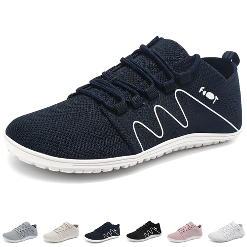 Wizshoe Barfußschuhe Sneakers Damen Herren Leichte Schuhe Atmungsaktiv Weich Walking Fitness Minimalistische Knit Unisex Trail Bequeme Laufschuhe Turnschuhe Straßenlaufschuhe Blau 40 EU von Wizshoe