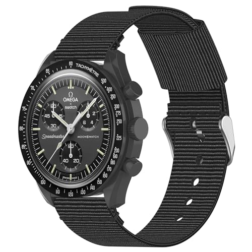 Wizvv 20 mm verschleißfestes Nylon-Uhrenarmband für Omega X Swatch Moonswatch Speedmaster, kompatibel mit Omega Moonswatch Nylon-Uhrenarmband Schnellverschluss-Armbänder Ersatz für Damen und Herren von Wizvv