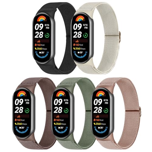 Wizvv 5 Stück Mi Band 9 Armband/Mi Band 8 Armband Herren Damen, verstellbare Dehnbare Nylon Armbänder Sport Ersatzarmband für Xiaomi Smart Band 9/Xiaomi Smart Band 8 Wizvv 5 Stück Mi Band 9 Armband/Mi Band 8 Armband Herren Damen, verstellbare Dehnbare Nylon Armbänder Sport Ersatzarmband für Xiaomi Smart Band 9/Xiaomi Smart Band 8 von Wizvv
