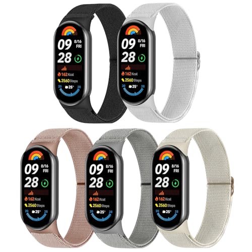 Wizvv 5 Stück Mi Band 9 Armband/Mi Band 8 Armband Herren Damen, verstellbare Dehnbare Nylon Armbänder Sport Ersatzarmband für Xiaomi Smart 9/Xiaomi Smart 8 Wizvv 5 Stück Mi Band 9 Armband/Mi Band 8 Armband Herren Damen, verstellbare Dehnbare Nylon Armbänder Sport Ersatzarmband für Xiaomi Smart 9/Xiaomi Smart 8 von Wizvv