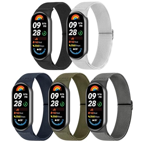 Wizvv 5 Stück Mi Band 9 Armband/Mi Band 8 Armband Herren Damen, verstellbare Dehnbare Nylon Armbänder Sport Ersatzarmband für Xiaomi Smart Band 9/Xiaomi Smart Band 8 Wizvv 5 Stück Mi Band 9 Armband/Mi Band 8 Armband Herren Damen, verstellbare Dehnbare Nylon Armbänder Sport Ersatzarmband für Xiaomi Smart Band 9/Xiaomi Smart Band 8 von Wizvv