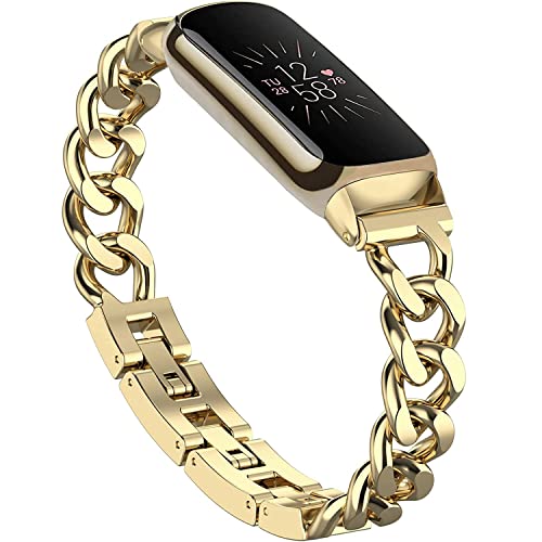 Wizvv Armband Kompatibel mit Fitbit Luxe Bändern,Schlankes Metallband Edelstahl Verstellbare Bänder Ersatzbänder für Fitbit Luxe Smart Uhr für Frauen Männer von Wizvv