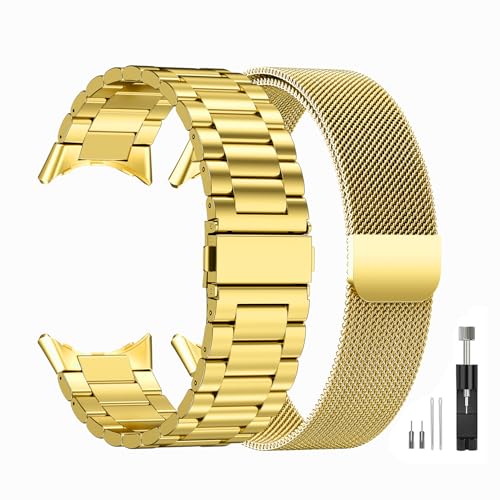 Wizvv Metall Uhrenarmband kompatibel mit Google Pixel 3 41mm/Google Pixel 2/Google Pixel Watch, einstellbare dauerhafte Mesh Edelstahl Armband für Frauen Männer von Wizvv