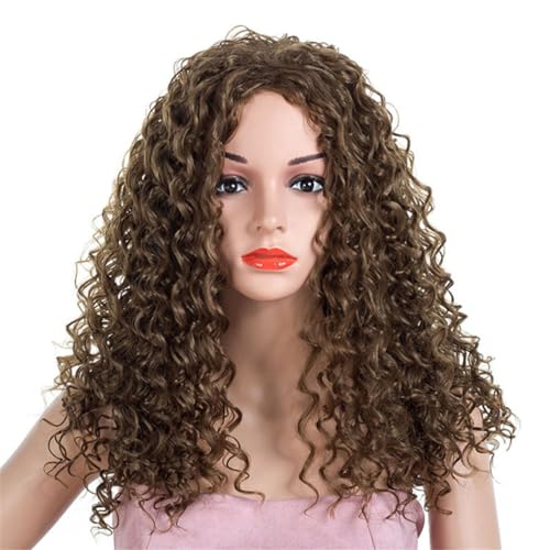 14 Zoll Afro Verworrene Lockige Synthetische Perücke Für Schwarze Frauen Natürliche Schwarz Braun Locken Wärme Faser Täglichen Gebrauch Perücken von Wjnvfioo