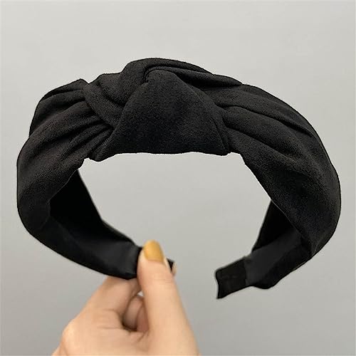 2023 Mode Haar Hoop Haarbänder Für Mädchen Blume Einfarbig Stirnbänder Breite Haarband Haar Zubehör Headwear 0044-28-suede von Wjnvfioo