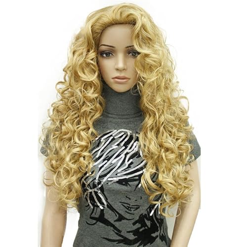 26 Zoll Lange Gewellte Blonde Mischung Synthetische Perücke Volle Perücken Für Frauen 24B Glonden Blonde 26inches von Wjnvfioo