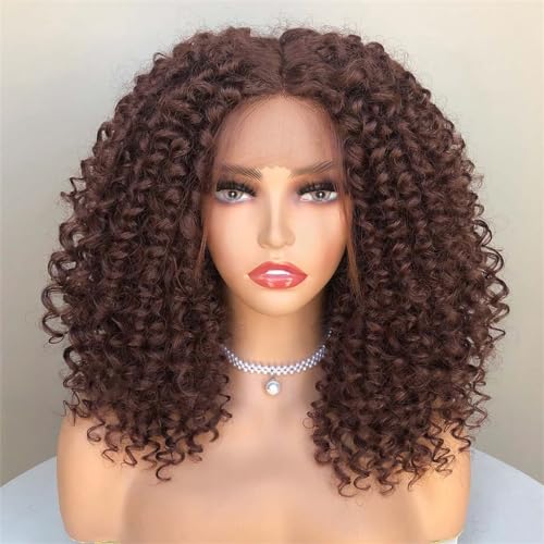 Afro Verworrene Lockige Perücken Synthetische Spitze Vorne Kurze Bob Lockige Wellenförmige Perücken Für Frauen Mit Babyhair Cosplay Haar von Wjnvfioo